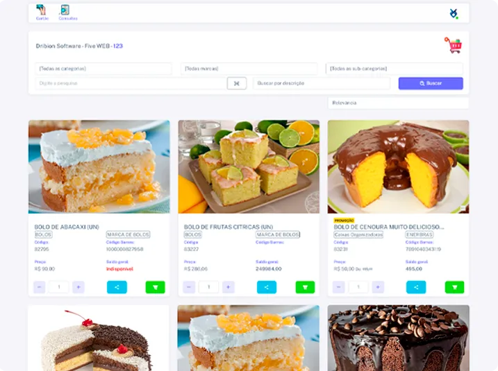 Imagem da tela FiveWeb Área do Vendedor